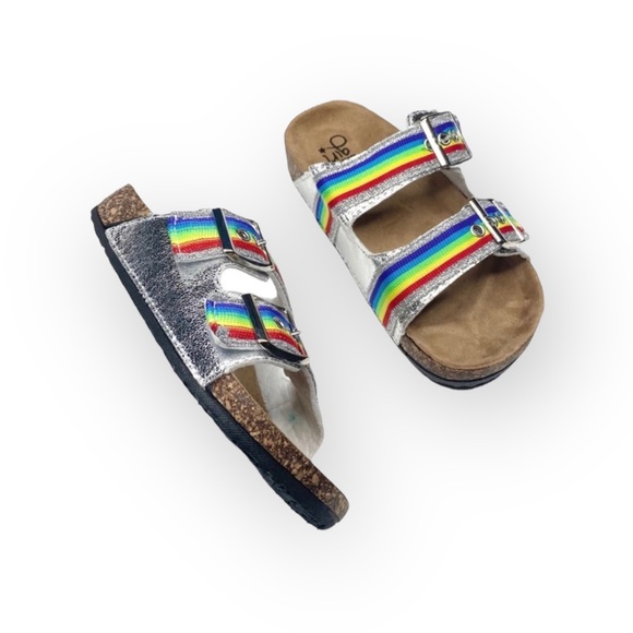 new Olivia Miller ❤︎ Pride Rainbow Birki Cork Footbed Sandal ❤︎ Iridescent ❤︎ 13 - Picture 4 of 16